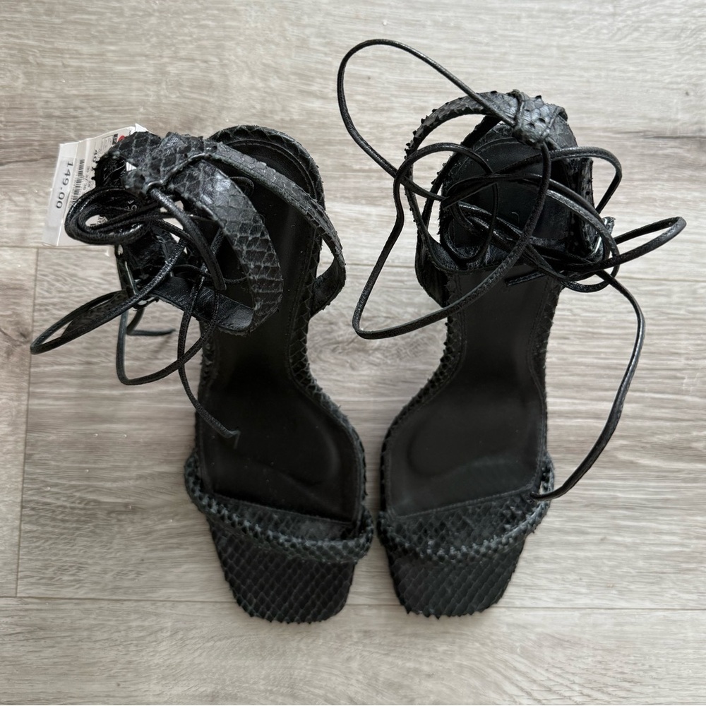 Zara Black Snakeskin Heels